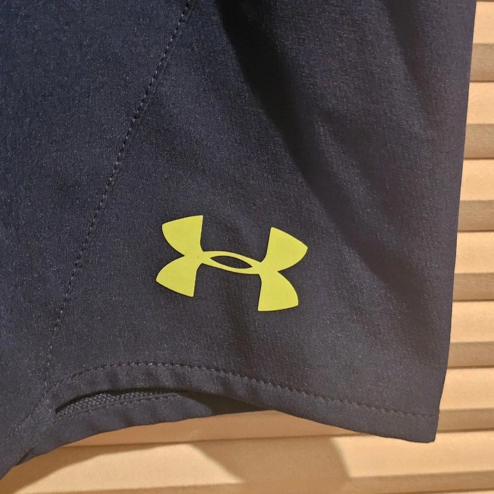 Under Armour Mens Navy Blue HeatGear Board Shorts Size 34 Fish Hook Logo